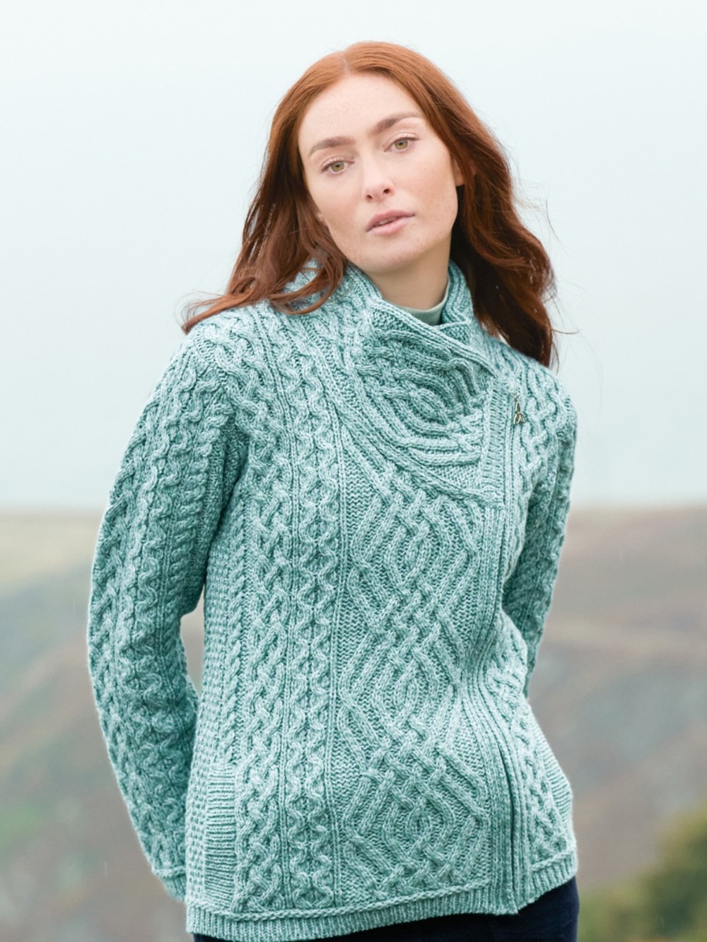 The Irish Store Merino Wool Aran Cardigan Sweater Women's Cable Knit Sz S NWT